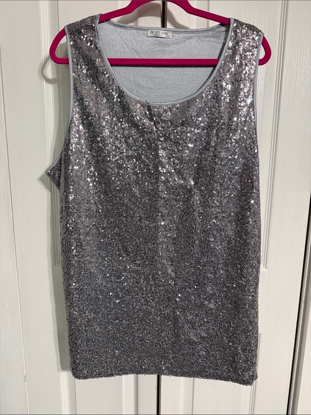 Silver Sequin Sleeveless Top